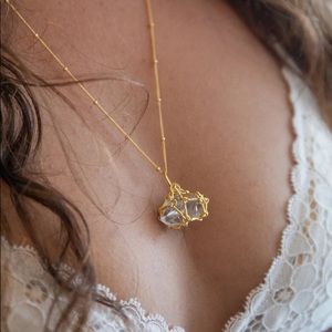 Gorgeous Herkimer Diamond Gold Plated Necklace